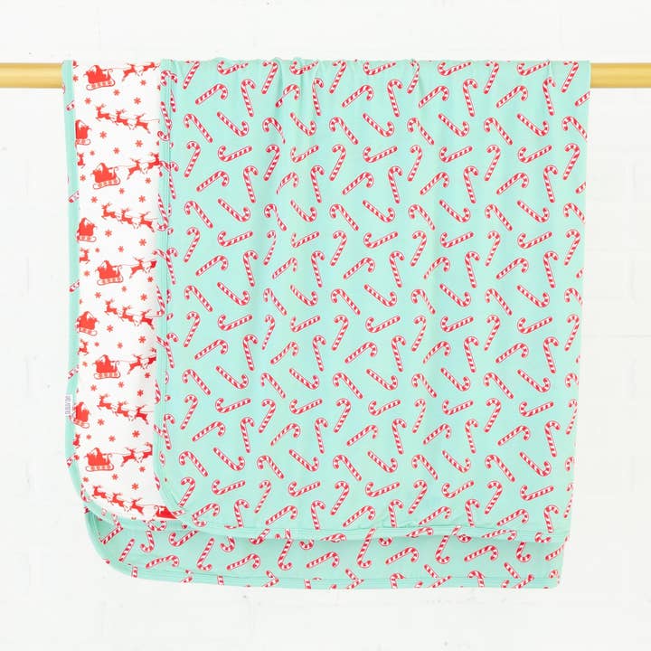 Candy Cane Lane omkeerbare kerstdeken van bamboe - Mint voor wholesale door Dreamiere