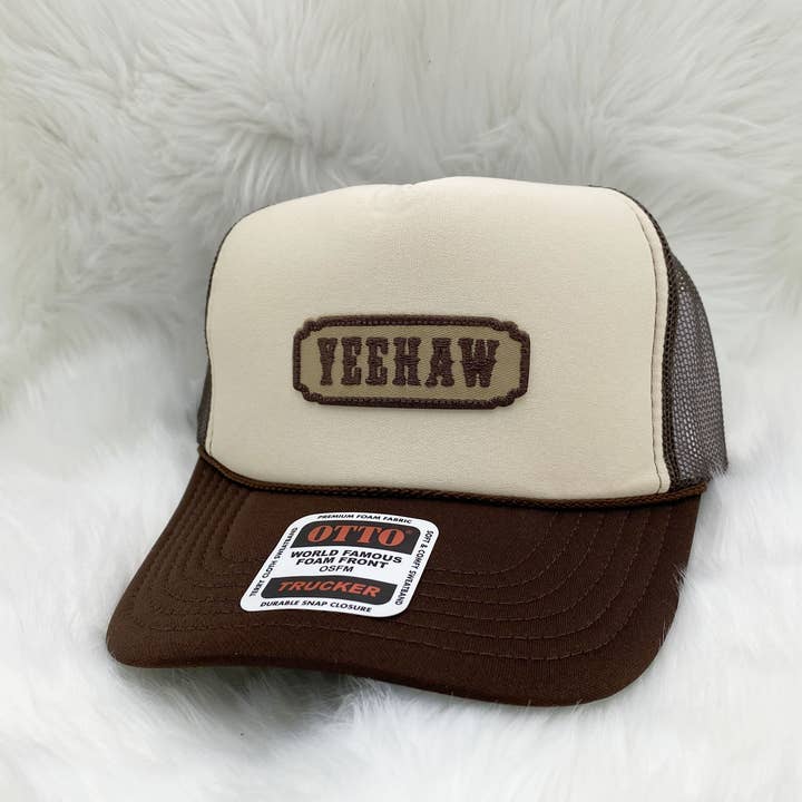 Yeehaw Broderad Brun Skumframsida Truckerkeps för wholesale av Wholesale Applique
