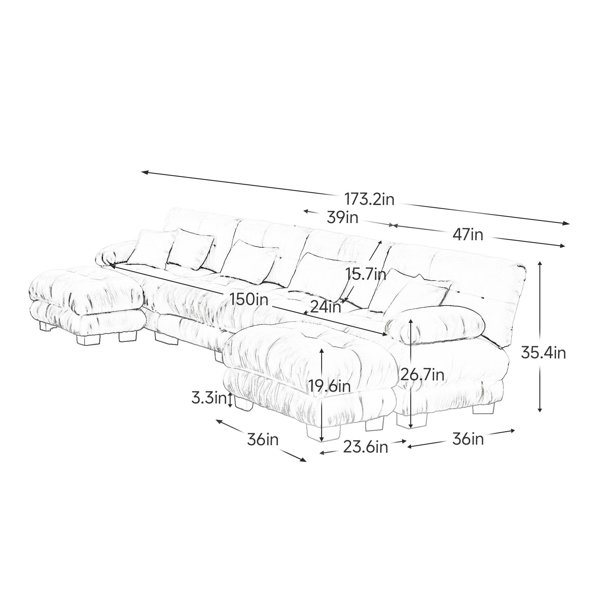 39F Inc. - Wholesale Sofa - Modular U-Shaped 4-Seat Green Chenille Sectional Sofa42