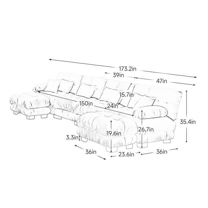 39F Inc. - Wholesale Sofa - Modular U-Shaped 4-Seat Green Chenille Sectional Sofa42