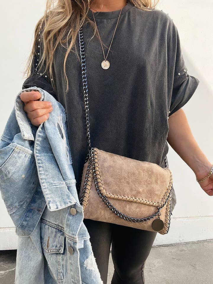 BLACK Studded Oversized T-Shirt for wholesale on Faire2