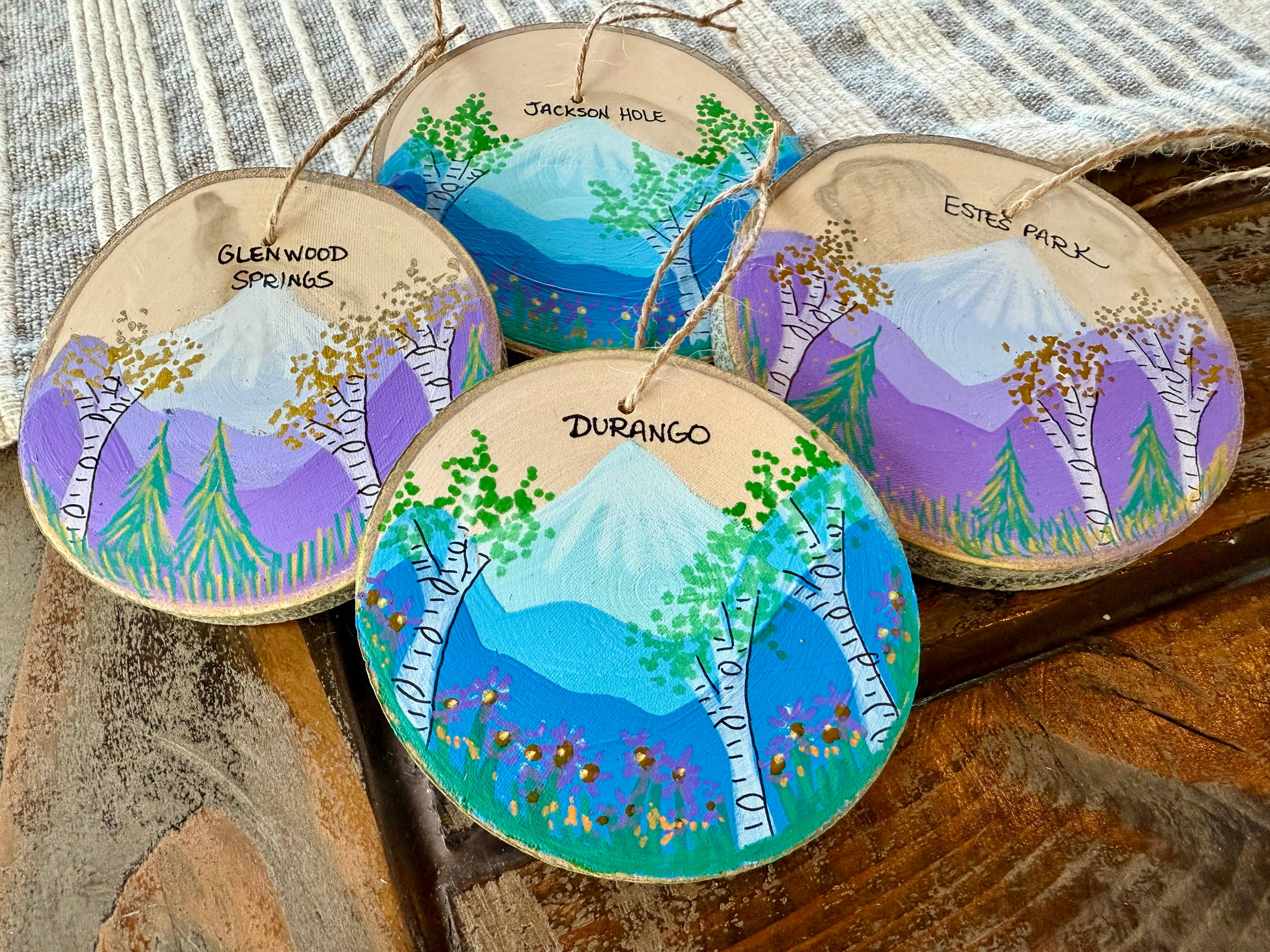 Parks Art Collection - Wholesale Ornament - Hand Painted Mountain Town Ornaments, Any Town or Mountain1