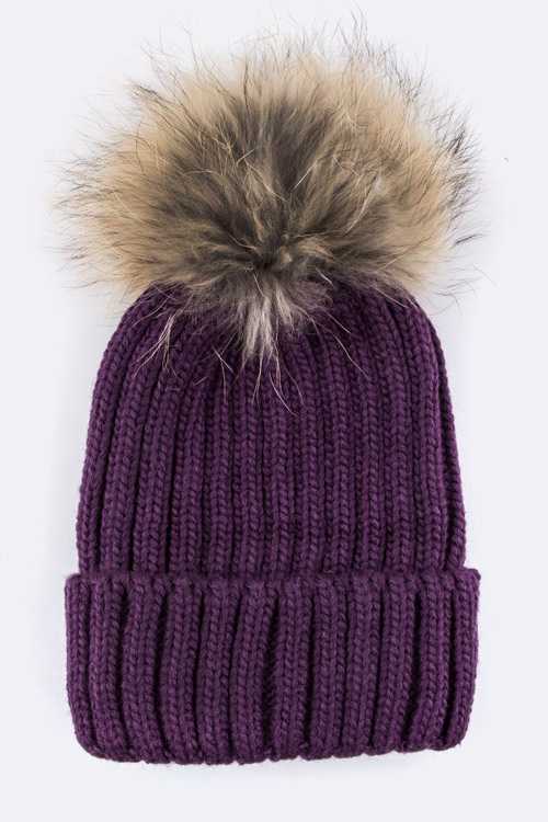 Artini Accessories - Wholesale Beanie - Women's - Detachable Fur Pom Fashion Beanie1