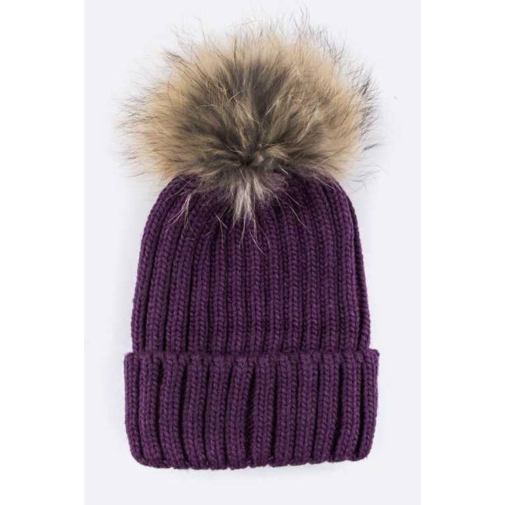 Artini Accessories - Wholesale Beanie - Women's - Detachable Fur Pom Fashion Beanie1