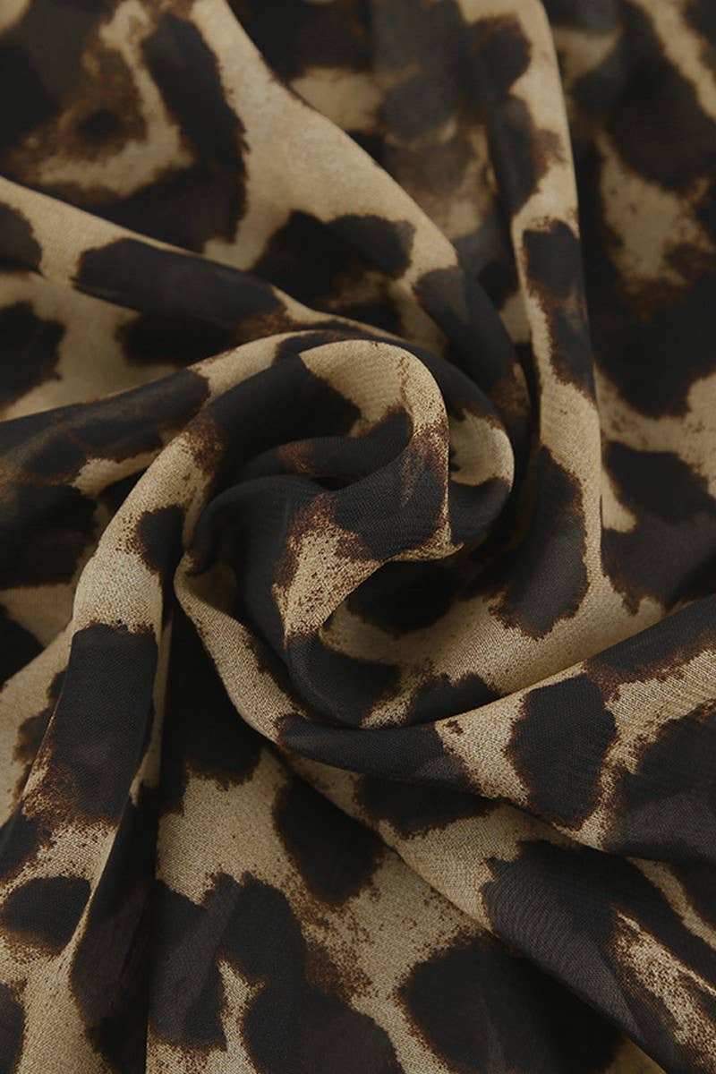 LEOPARD CWSPJ0073_LEOPARD PRINT LONG SLEEVE SHIRT SHORTS PAJAMAS SET for wholesale on Faire7