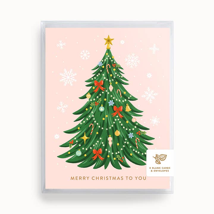 Merry Christmas Tree | Greeting Card | Boxed Set of 8 for wholesale by Linden Paper Co.