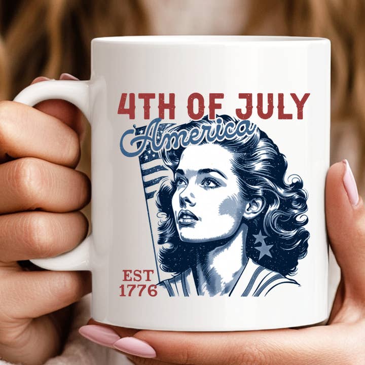Amerika Etableret 1776 4. Juli Krus for engroshandel hos Hello Gorgeous Mugs