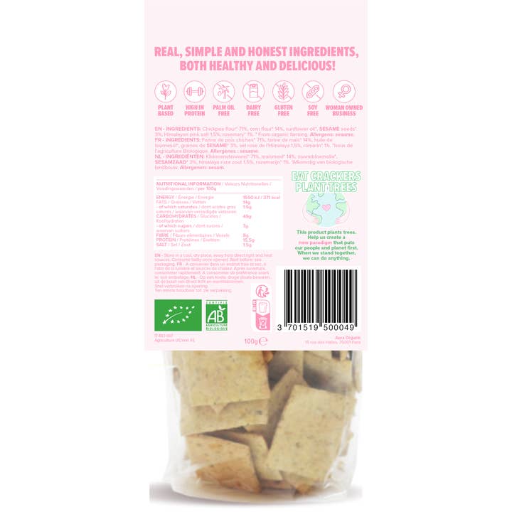 Aura Organic - Wholesale Crackers - GLUTEN FREE BAKED CRACKERS HIMALAYAN PINK SALT & ROSEMARY1