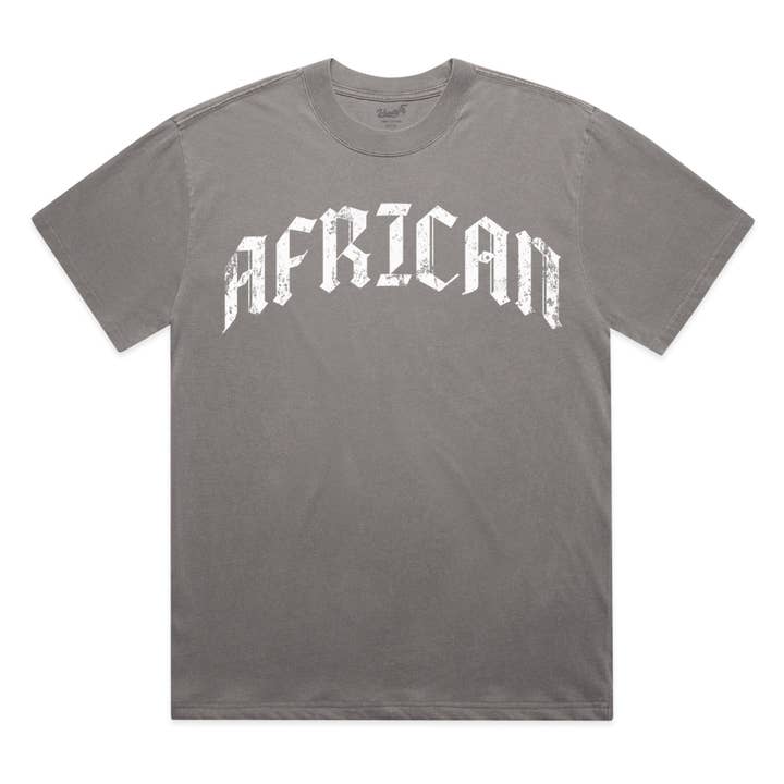 African Print on Faded Grey Tee for wholesale by Varsity54