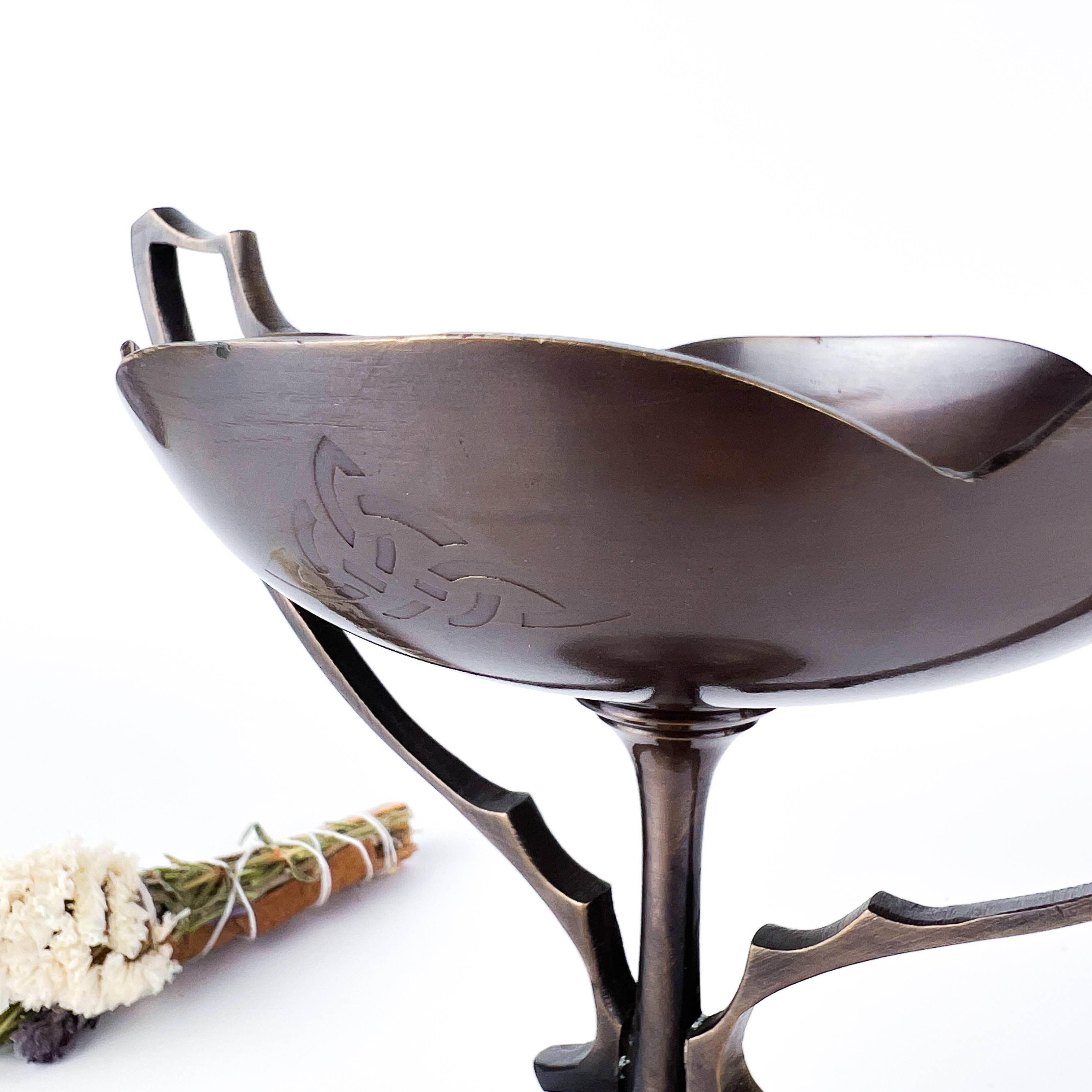 GREENROOTS USA LLC - Wholesale Incense Holder - Triquetra Egyptian Lotus Burner/Smudge Pot 5.5 X5.5 X 7.5"9