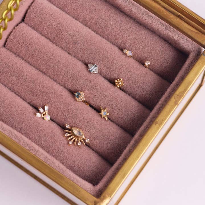ZOHREH V. JEWELLERY - Wholesale Stud/Post Earrings - Opal Star Flat Back Earring 14k Gold