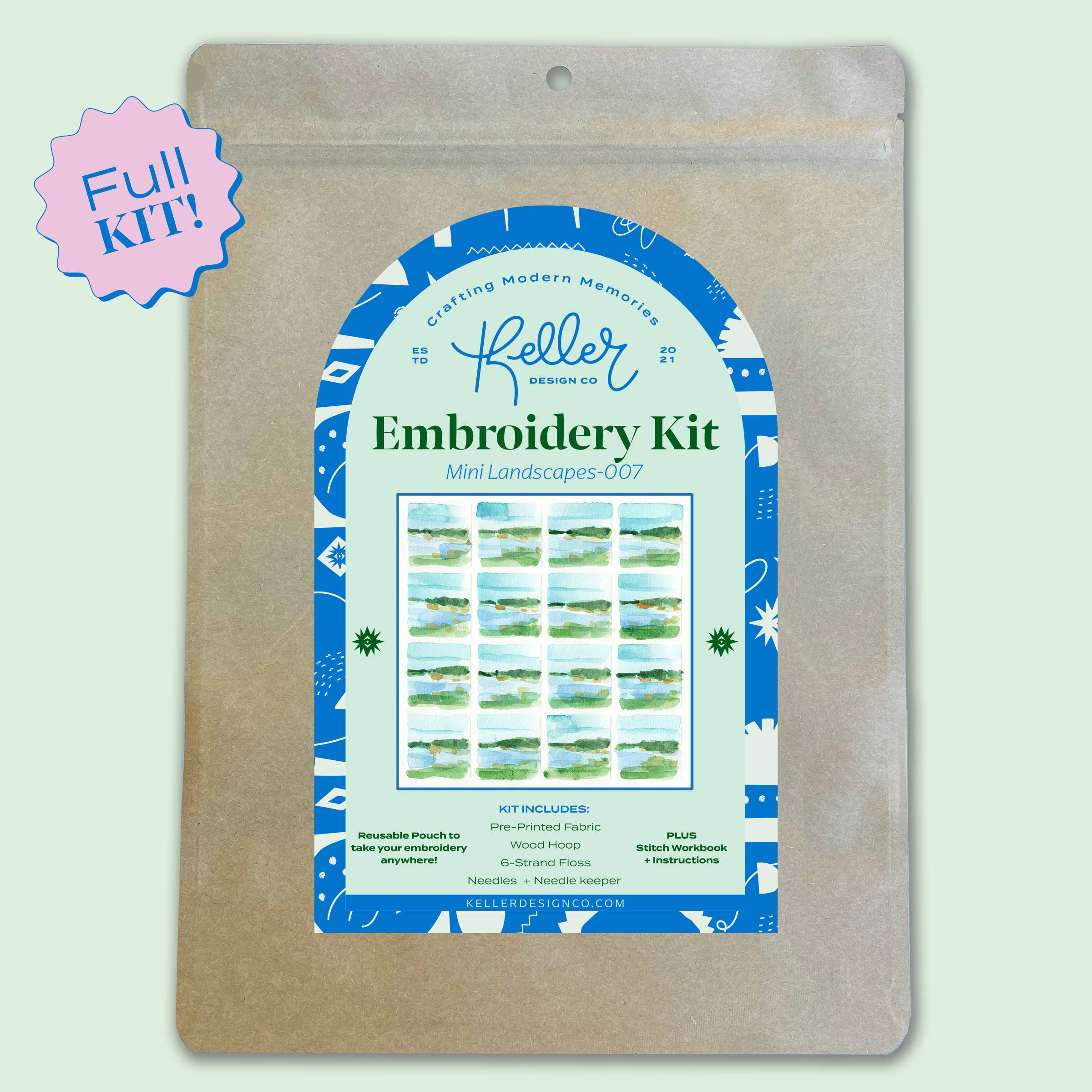 Keller Design Co. - Wholesale Embroidery/Cross Stitch Supplies - Mini Watercolor Landscapes Embroidery Kit2