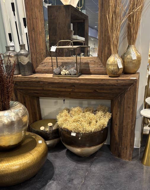 Wood Strips Console Table Natural H 35.5" & L 59" for wholesale on Faire2