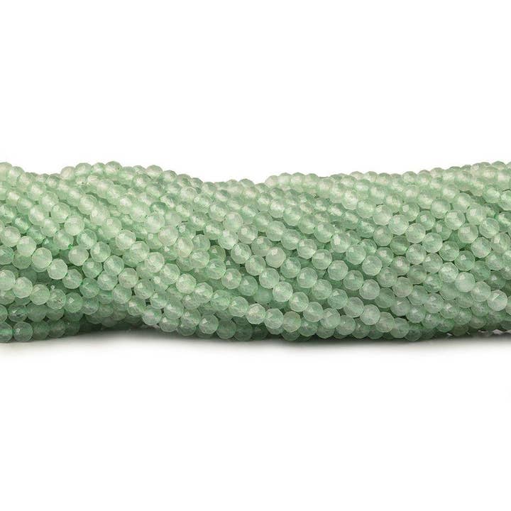 3mm Green Aventurine microfaceted round beads 13 inch 110 pieces for wholesale by The Bead Traders