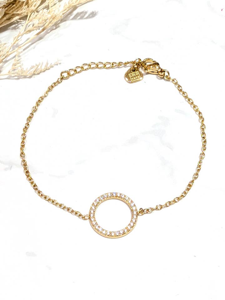 46413 Bracelet cercle strass en acier inoxydable pour la vente par LOLO & YAYA