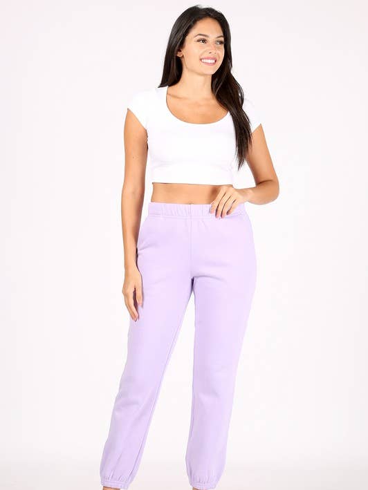 Fleece Lined High Waist Oversized Fleece Jogger Sweatpants for wholesale by Newself Collection