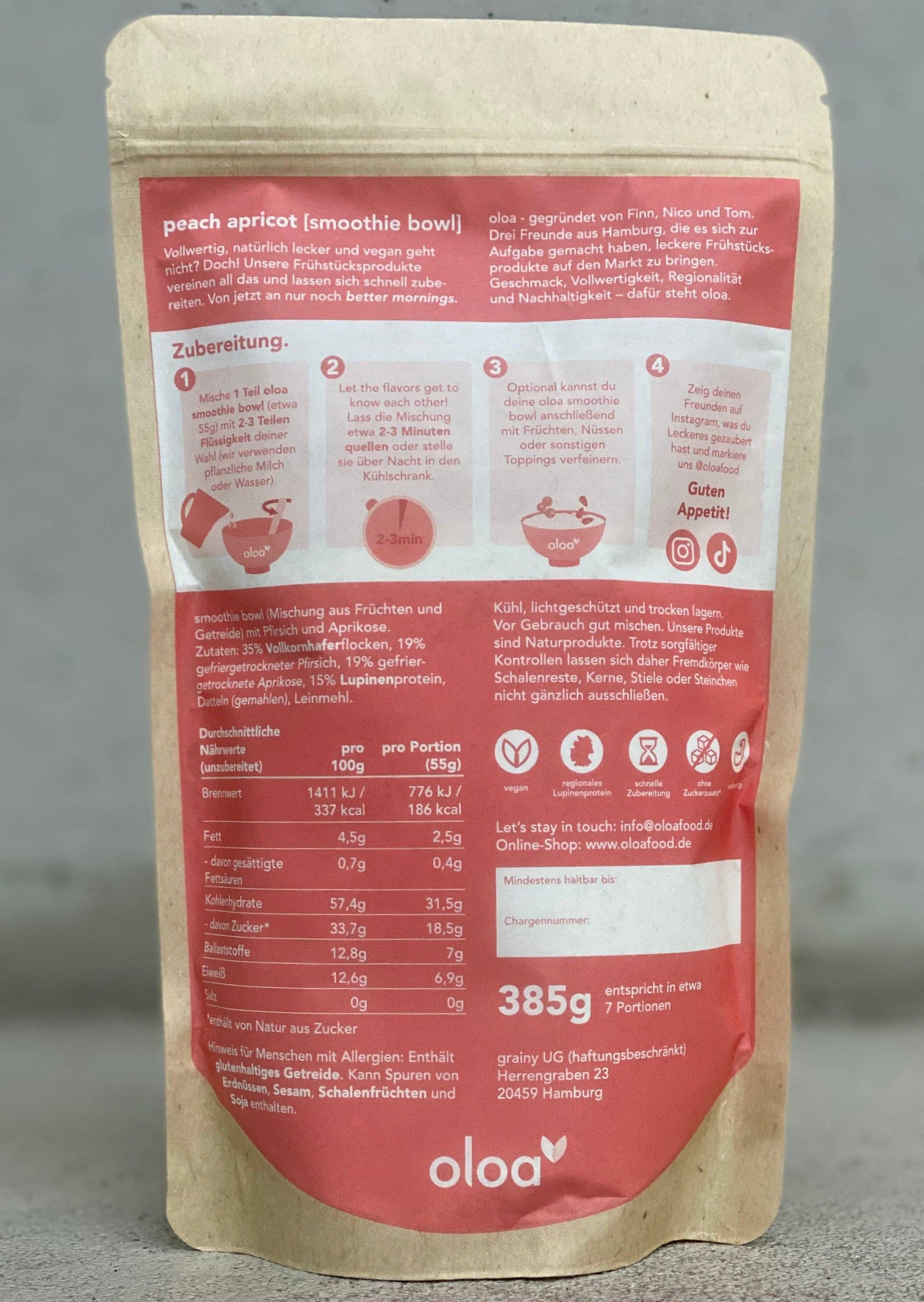 oloa - Wholesale Protein/Superfood Powder - oloa® smoothie bowl peach apricot1