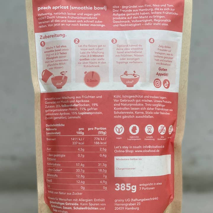 oloa - Wholesale Protein/Superfood Powder - oloa® smoothie bowl peach apricot1