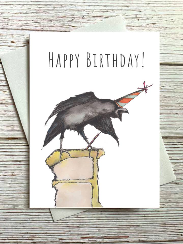 Raven Birthday Card for wholesale by Bumblejack Cards