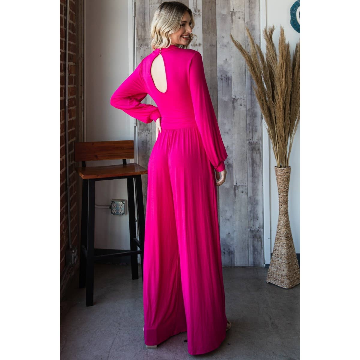 Veveret - Vente Combinaison – femme - P70590 - Combinaison à col montant et jambes larges3