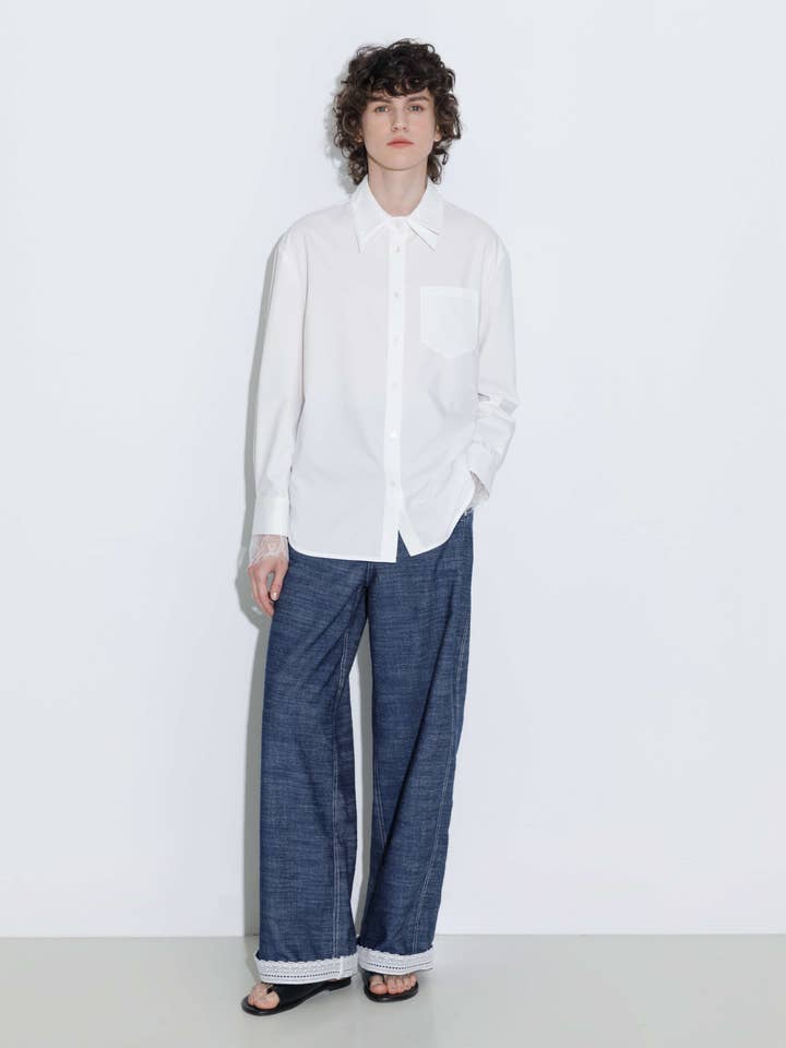 CUBIC - Wholesale Button Down Shirt - Women's - Double Wing Collar Shirt with Detachable Lace Collar12