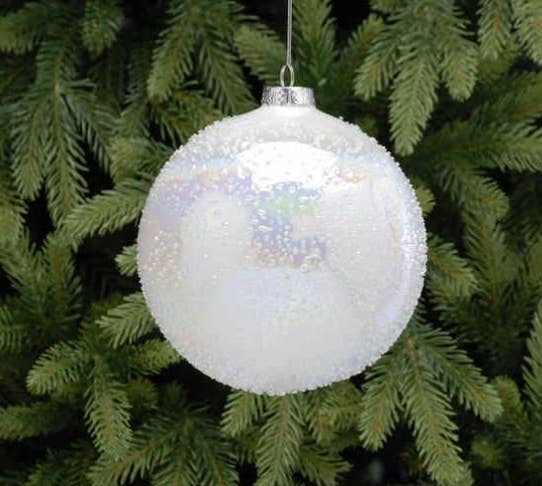 Qube Luxe by Debbie Marks – wholesale Ornament – 15cm Large White Glass Luxury Bauble