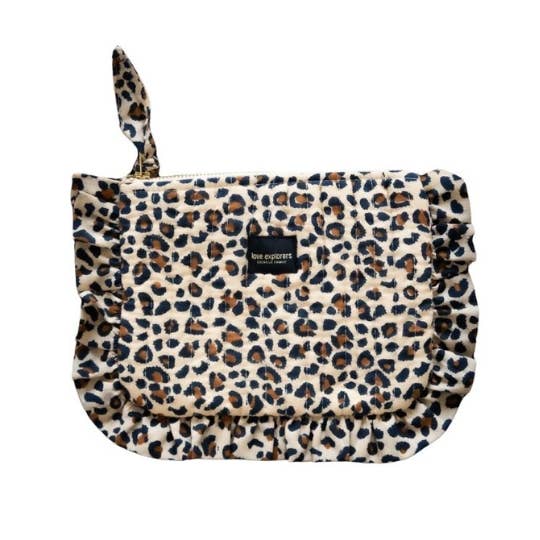 Love Explorers - Wholesale Makeup/Cosmetic Bag - Flat pouch M - beige leopard