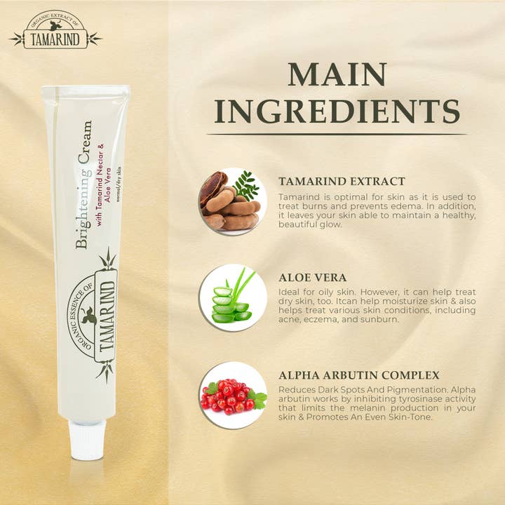 Mitchell Brands - Wholesale Facial Moisturizer - Organic Extract of Tamarind Brightening Cream Tube - 50g / 11
