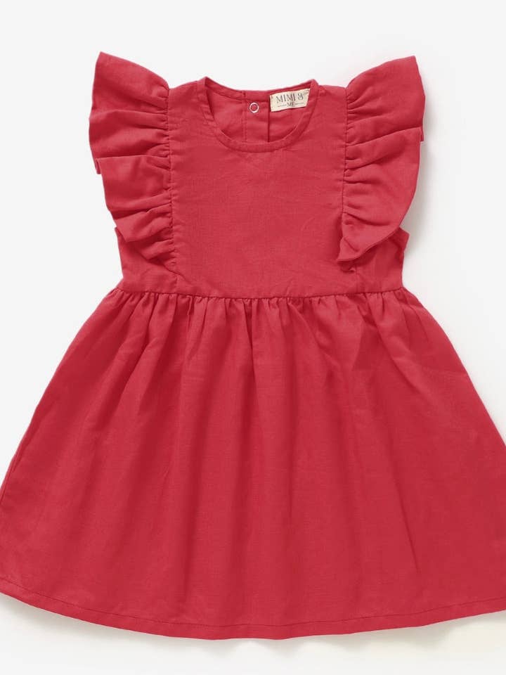 Coral Red The Holly Dress-Coral Red- Organic Linen sleeveless dress for wholesale on Faire1