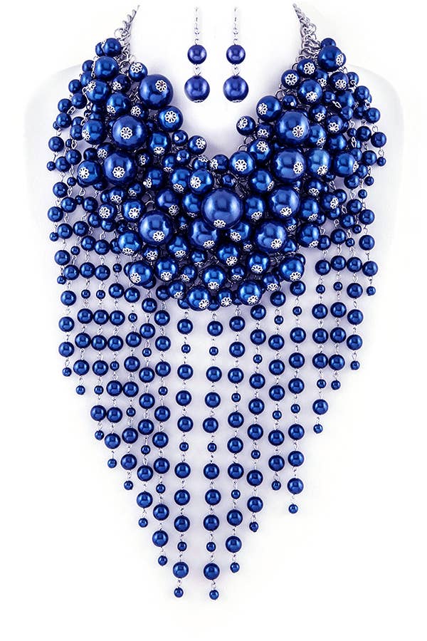 Artini Accessories – wholesale Jewellery set – Head Turner Statement Mix Pearl Layer Necklace Set10