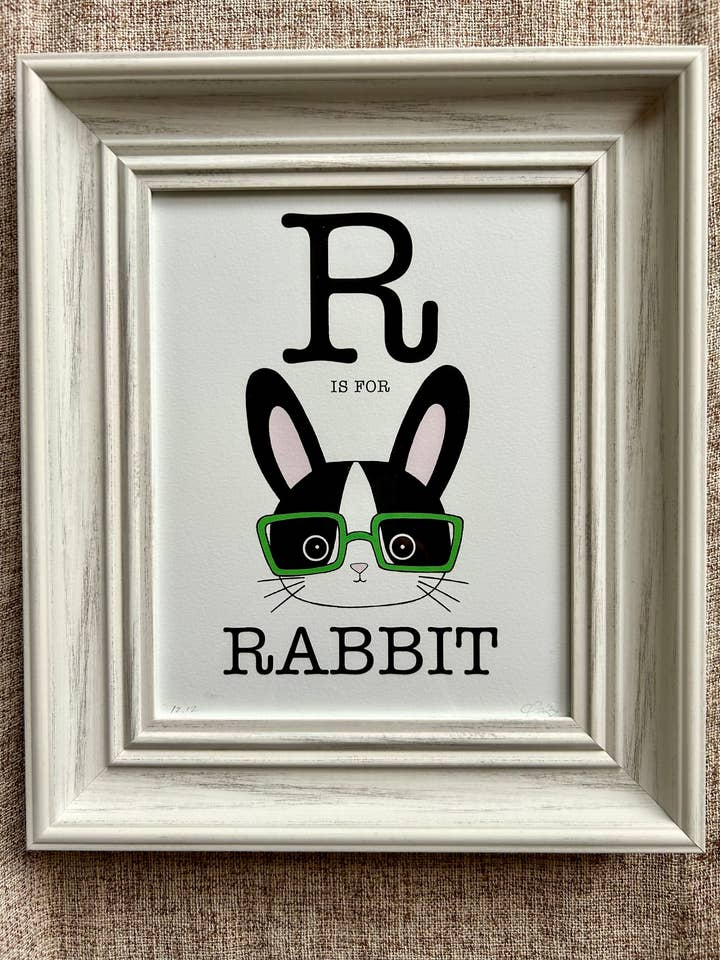 R is voor Konijn 8 x 10 Kunstdruk voor wholesale door Cathy Peng Art & Design