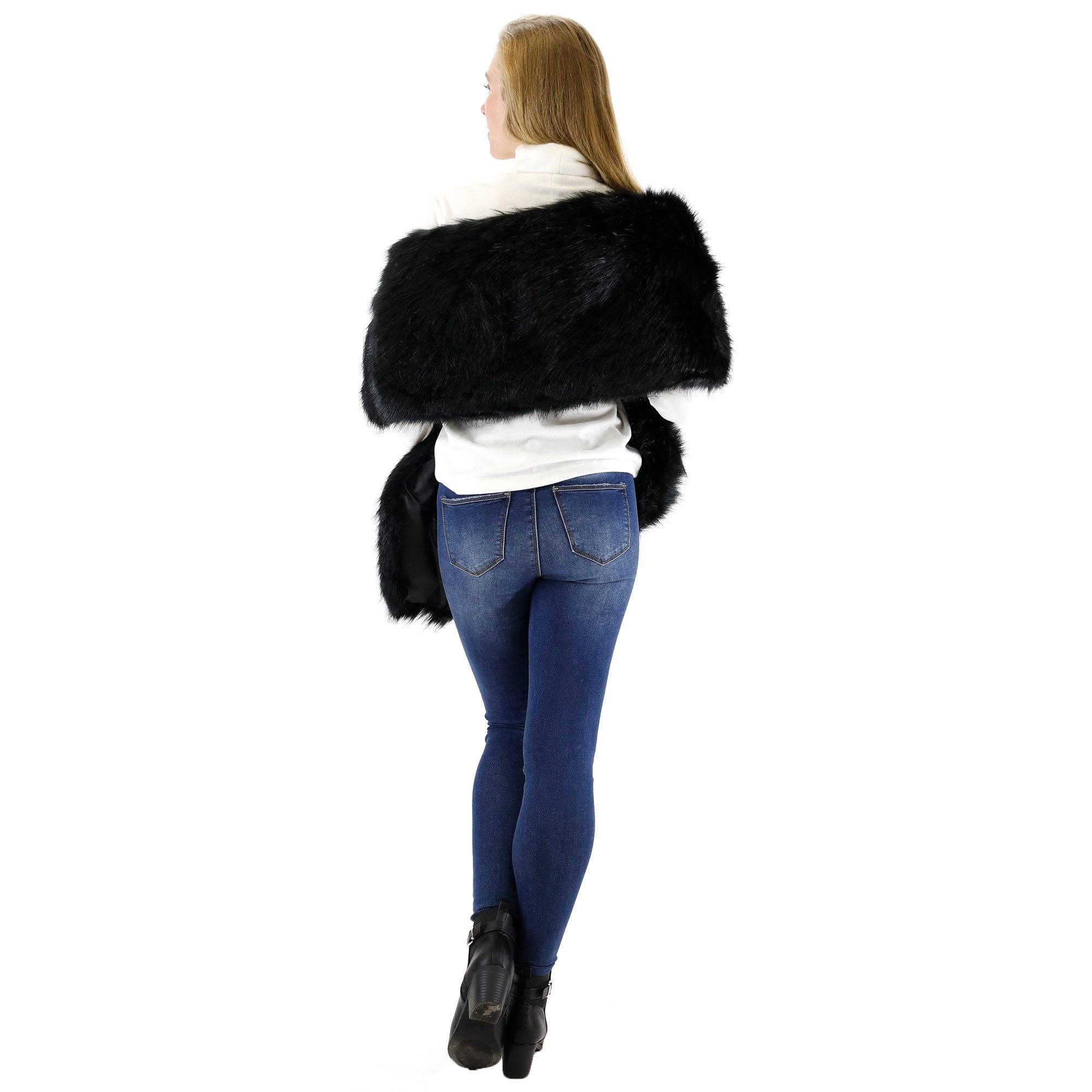 TAPA fashion - Wholesale Fur/Faux Fur Coat - Women's - Faux Fur Shawl Wide P373 (3PC)12