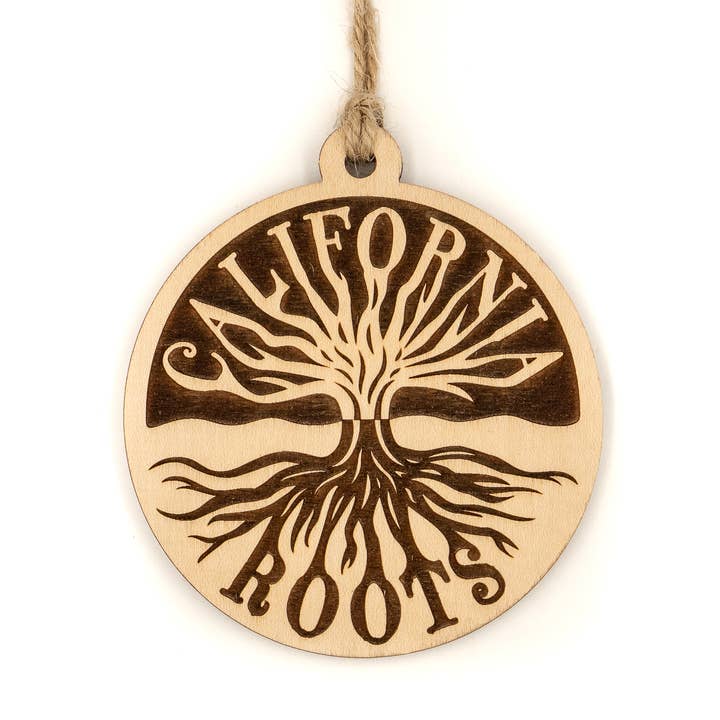 California Roots Wood Ornament for wholesale by Steamer Lane Design
