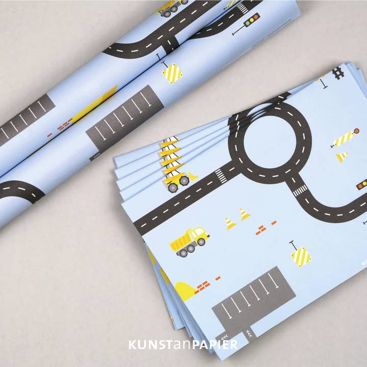Kunst an Papier – wholesale Flat wrap – Gift wrap construction site Bob