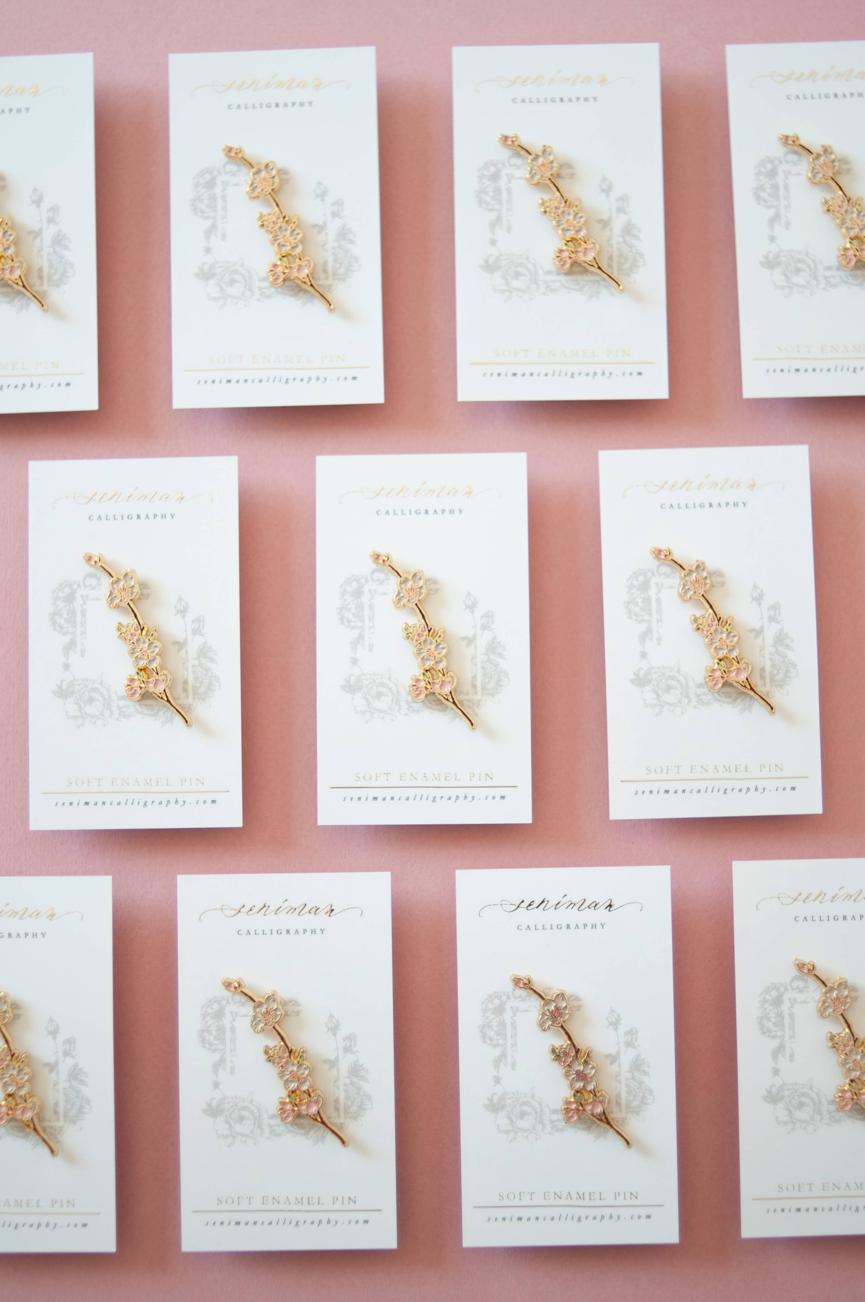 Seniman Calligraphy - Wholesale Lapel Pin/Button - Cherry Blossom Enamel Pin4