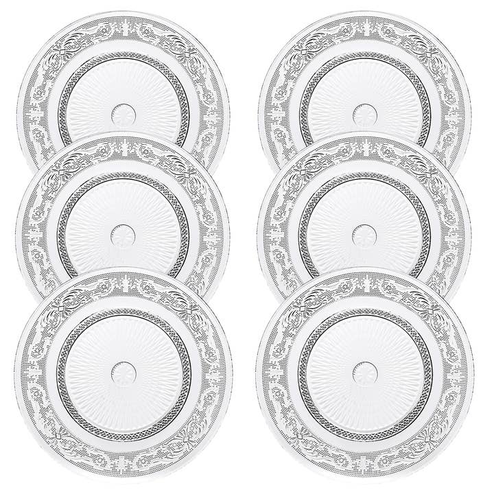 The Wine Savant / Khen Glassware - Wholesale Dinner plate - Vintage Art Deco Crystal Glass Plates Set of 61