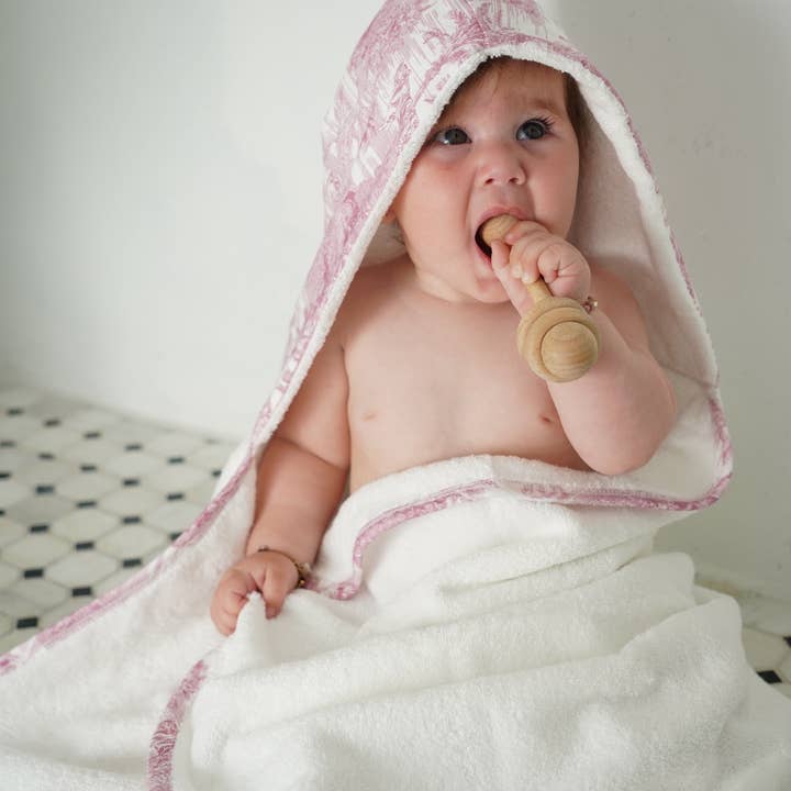 Little Threads - Vendita all'ingrosso Asciugamano con cappuccio - Bambini e neonati - Asciugamano da bagno Pink Toile2