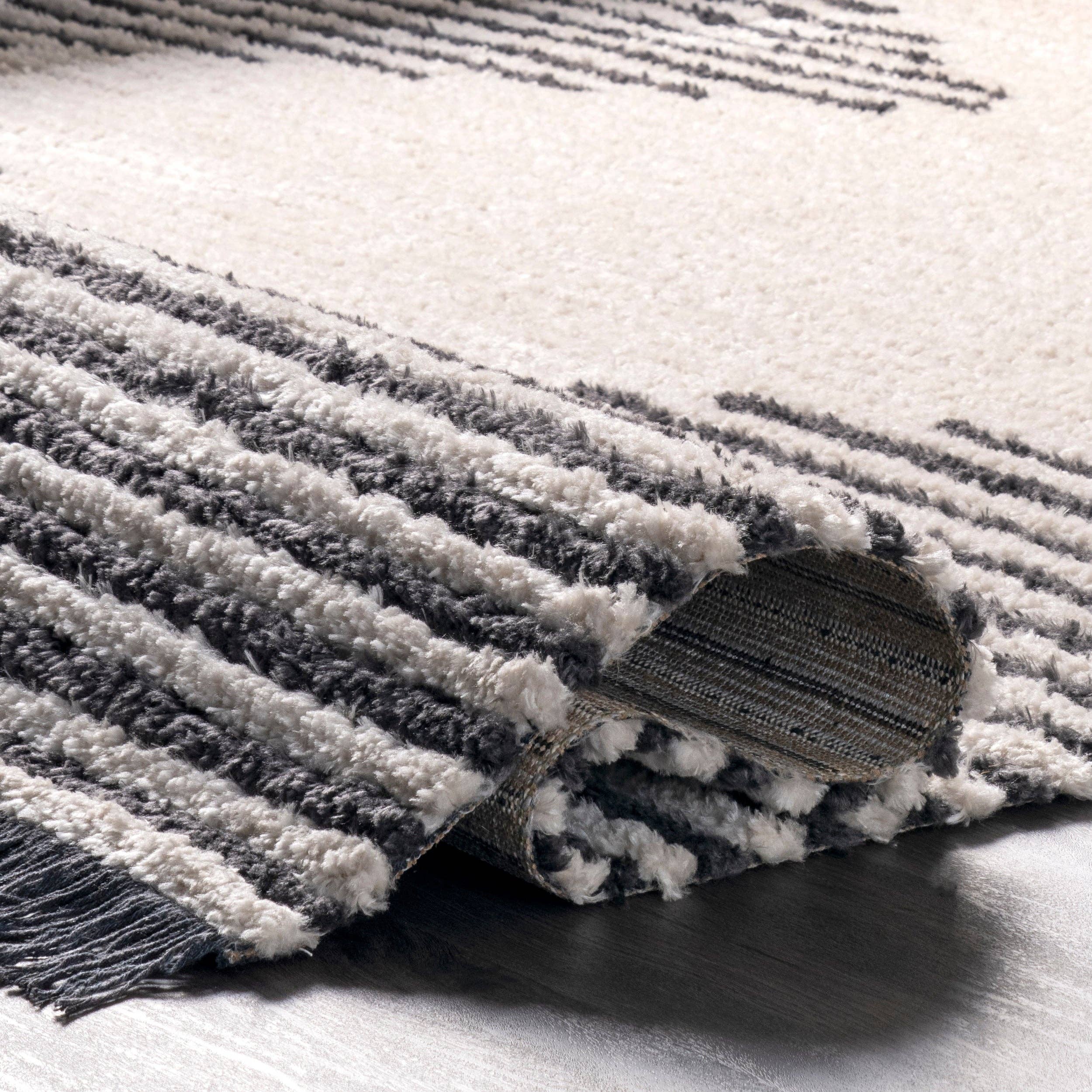 Beige Morgan Contemporary Shag Fringe Area Rug for wholesale on Faire2