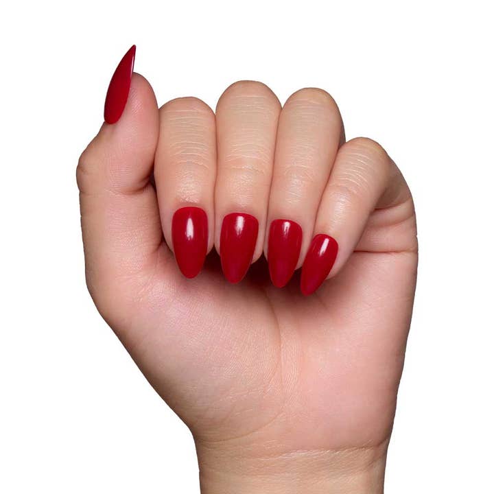Glamnetic - Wholesale Press-On/Fake Nails - Classic Red Press-On Nails | Short Almond Holiday SolidNails5