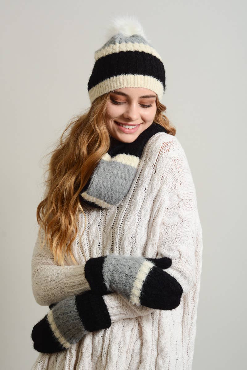 Leto Accessories - Wholesale Mittens - Women's - Ultra Soft Mohair Wide Stripe Mittens – Warm & Stylish❄️1