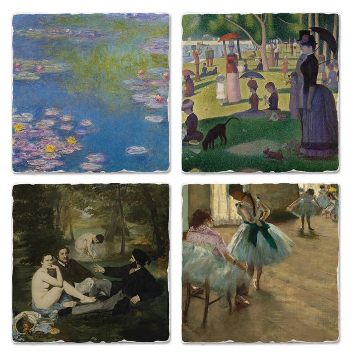 Fine Art "French Impressionists" 4pk Asst. Stone Coasters for wholesale by CounterArt/Highland Home/Thirstystone/CoasterStone