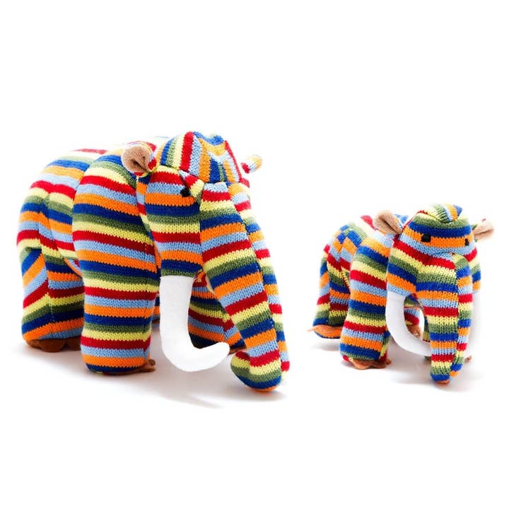 Best Years Ltd - Wholesale Stuffed/Plush Toy - Kids & Baby - Knitted Woolly Mammoth Plush Toy in Bright Stripes