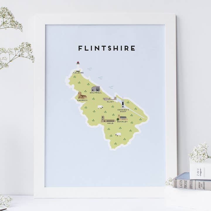 Flintshire Map för wholesale av Pepper Pot Studios