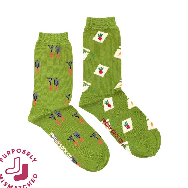 Women's Gardening Socks, Mismatched Plant & Nature Gift for wholesale by Friday Sock Co.