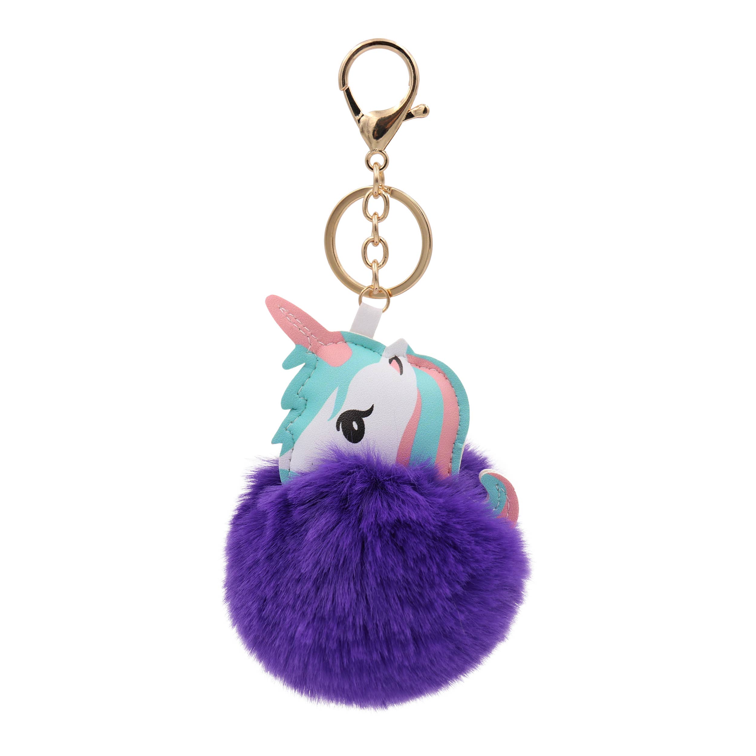 Real Sic - Wholesale Keychain - Unisex - Cute Animal Faux Fur Fluffy Fuzzy Pom Pom Keychain - Unicorn10