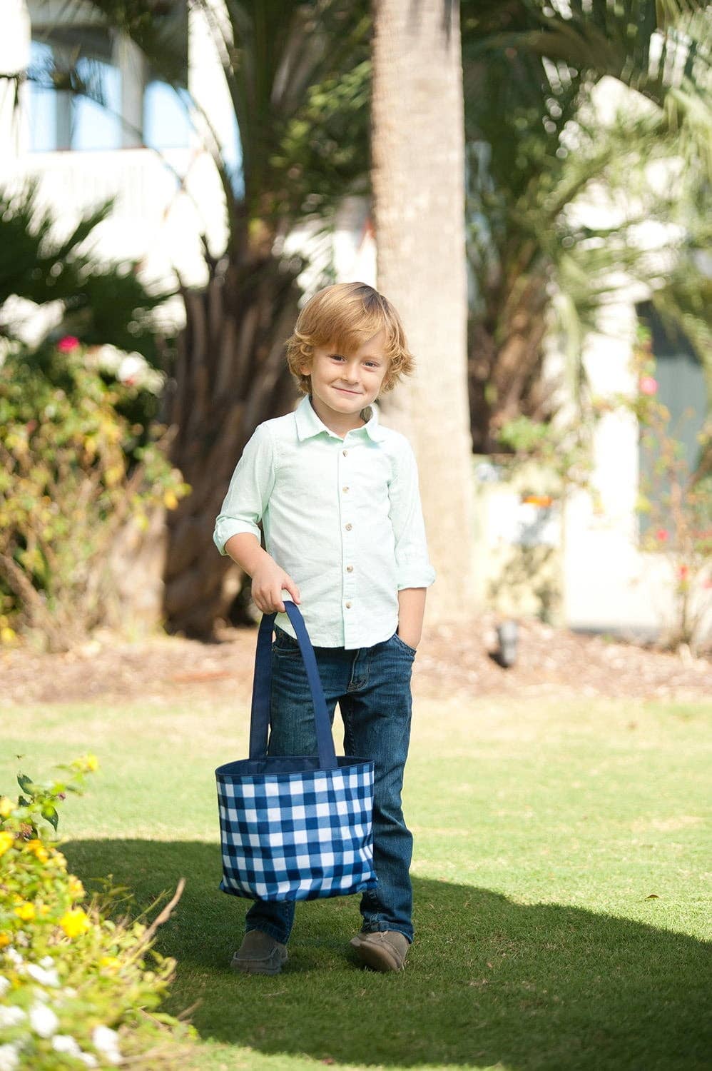 Viv&Lou - Wholesale Tote Bag - Kids - Navy Check Bucket1