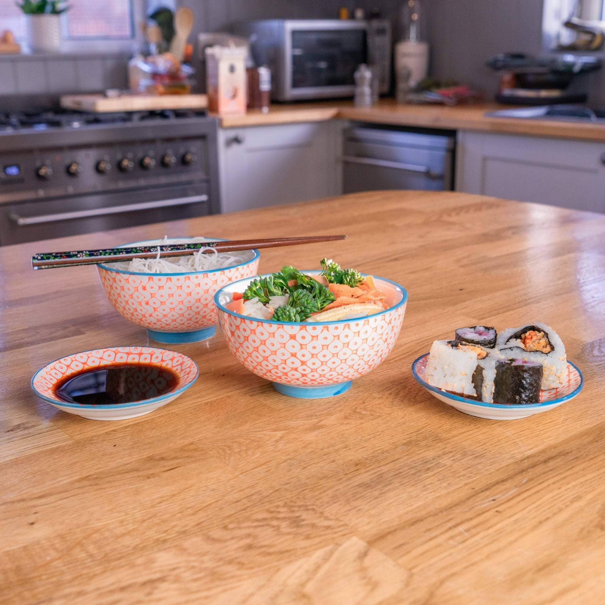 Rinkit Ltd – wholesale Bowl – Nicola Spring Patterned Rice Bowl - Orange and Blue1