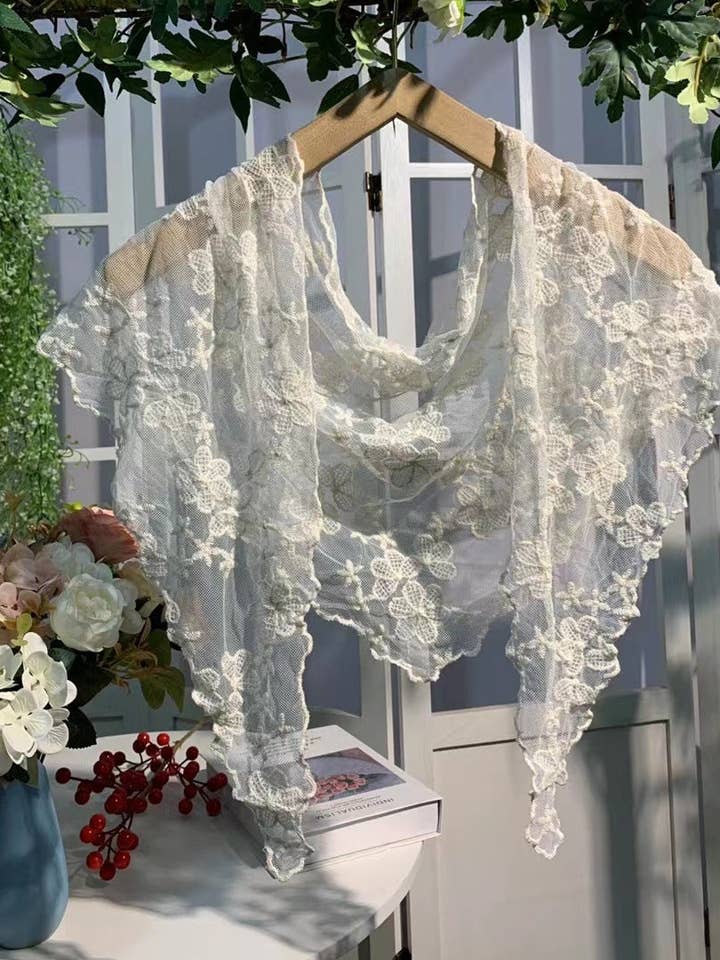 Scravii - Embroidered Lace Small Shawl Scarf for wholesale by Funkyrel® Atzbranding Limited