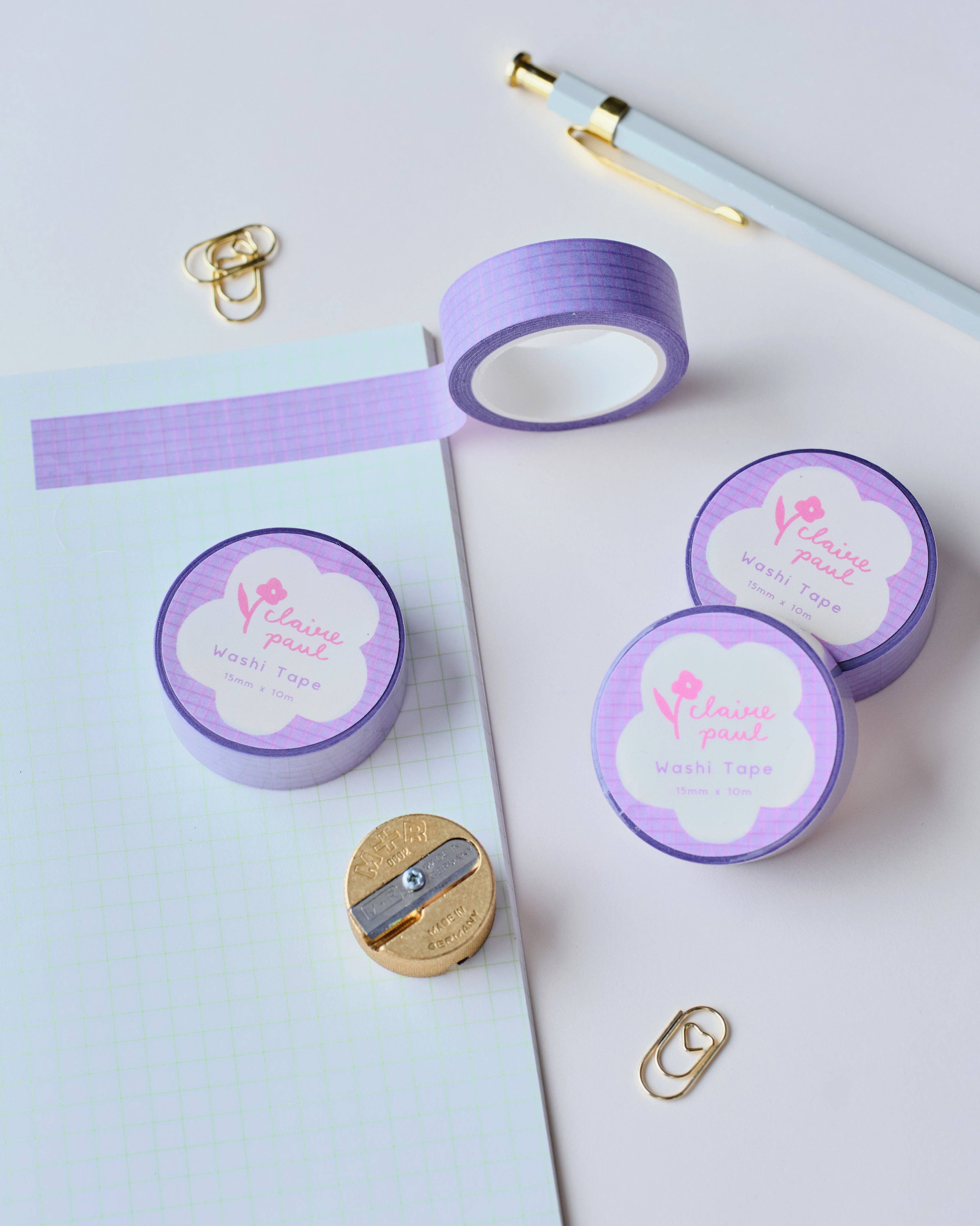 Claire Paul – wholesale Washitejp – Lila washitejp med rutmönster2