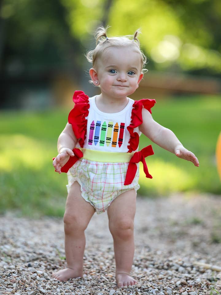 Rylee Faith Designs - Wholesale Rompertje - Baby - Terug-naar-school geborduurde meisjesromper3